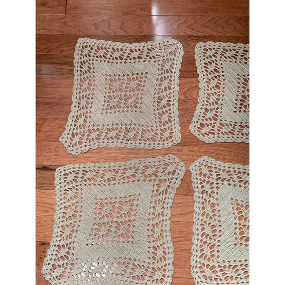 Set of 6 Handcrafted Beige Crochet Cotton Lace Doilies Home Decor 10"x11" - Picture 6 of 11